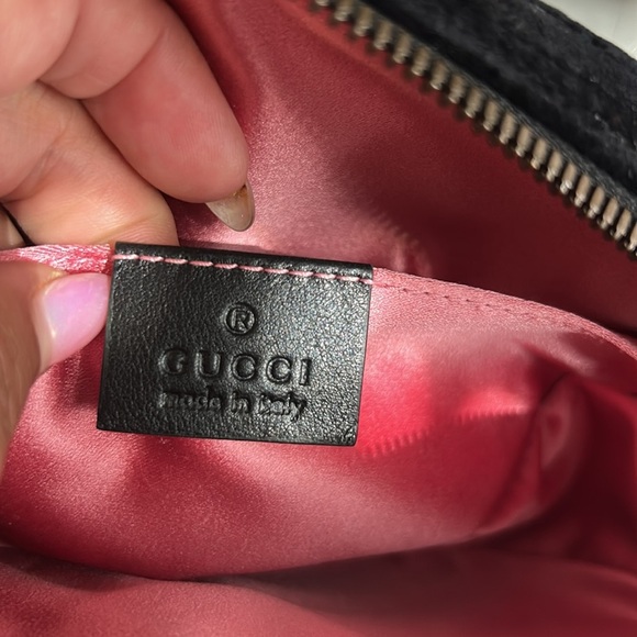 Gucci Black Velvet Oval Fanny Pack Marmont GG AUTHENTIC - Picture 3 of 16